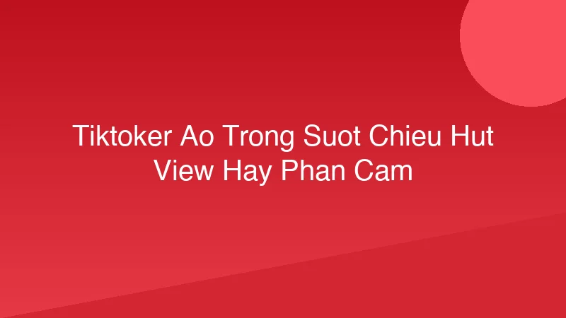 TikToker Áo Trong Suốt: Chiêu Hút View Hay Phản Cảm?